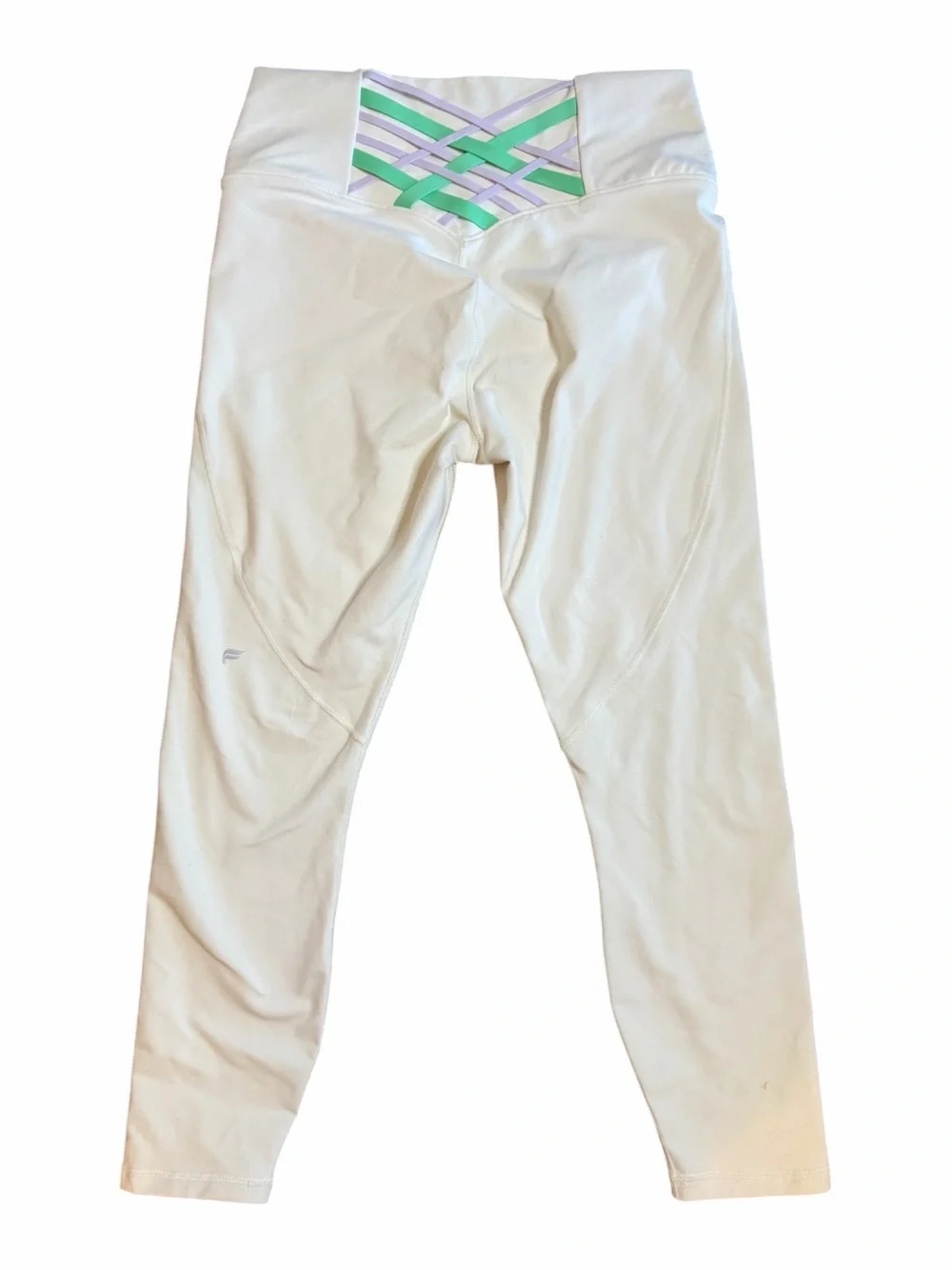 476. Fabletics Cream High-Rise Leggings with Pastel Back Accent - Picture 3 of 3